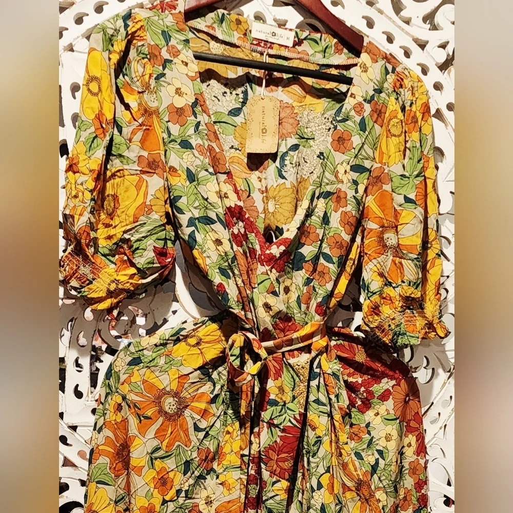 SOPHIA NATURAL LIFE MAXI FLORAL WRAP DRESS NWT SIZE MEDIUM - Picture 5 of 15